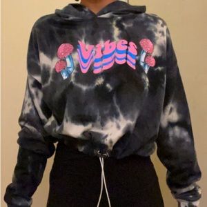 Vibes printed tie-dye hoodie